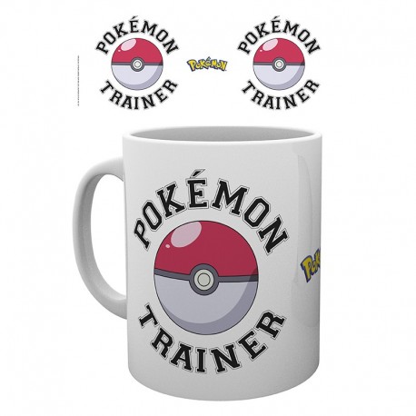 Caneca com design de Pokébola e texto Pokémon Trainer