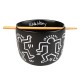 Bowl negro Keith Haring para ramen con palillos