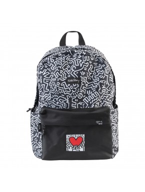 Mochila Keith Haring com design gráfico e bolsos