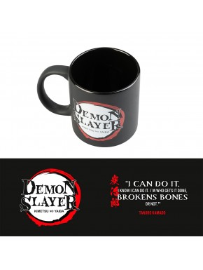 Caneca de cerâmica preta Demon Slayer com logotipo