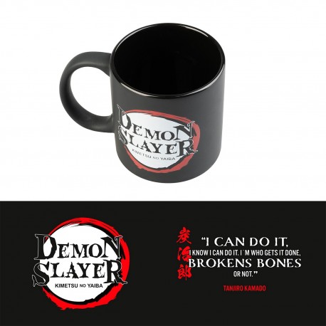 Taza cerámica negra Demon Slayer con logo