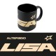 Tasse noire mate avec design de musique Sony Music