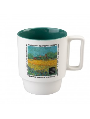 Caneca de cerâmica do Museu Van Gogh com design artístico