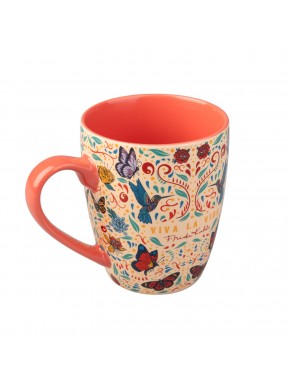 Caneca de cerâmica Frida Kahlo com design colorido