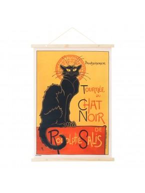 Banderola de madera Le Chat Noir con diseño vintage