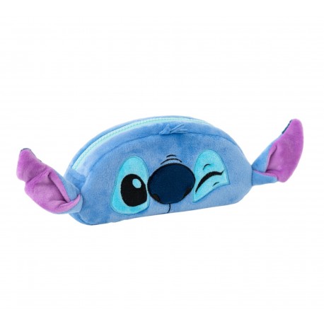 Trousse en peluche bleue Disney Stitch avec fermeture éclair