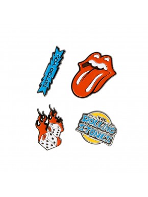 Quatre pins Rolling Stones avec des designs différents