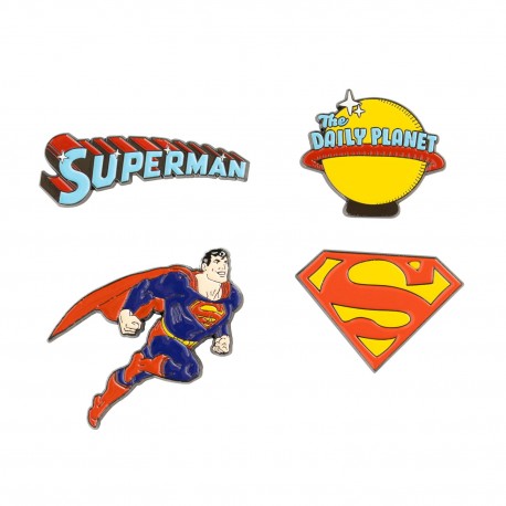 Conjunto de 4 pins do Superman DC Comics