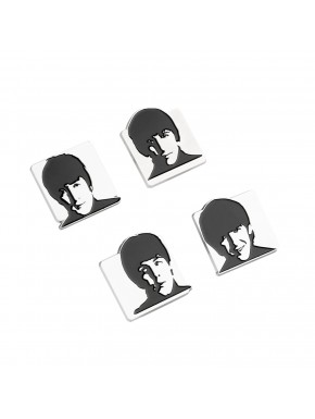 Conjunto de pins dos Beatles em preto e branco