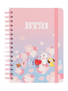 Carnet BT21 Cherry Blossom avec couverture rigide et personnages