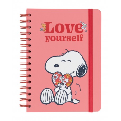 Carnet A5 Snoopy Love Yourself avec couverture rigide