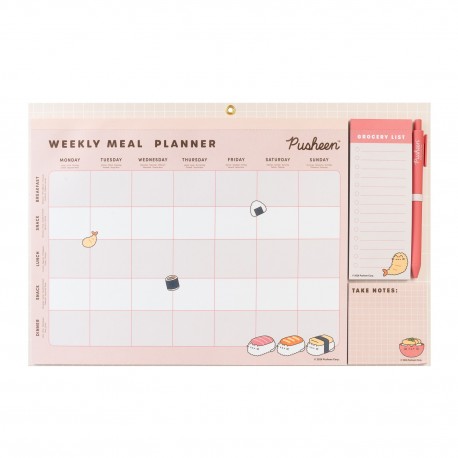 Planejador de refeições magnético Pusheen com design de sushi