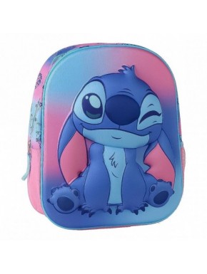 Mochila rosa infantil con diseño 3D de Stitch