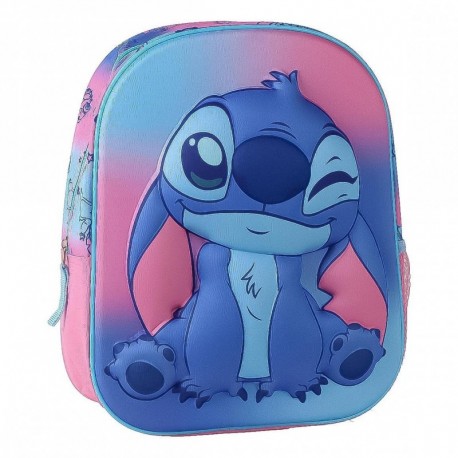 Sac à dos enfant rose avec design 3D de Stitch