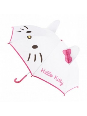 Parapluie manuel blanc Hello Kitty avec design oreilles et nœud