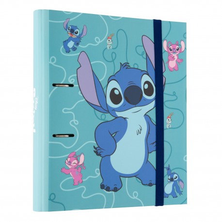 Classeur à anneaux Disney Stitch avec design bleu et personnages