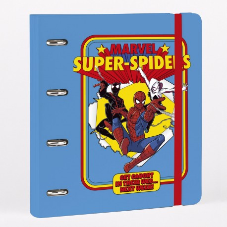 Carpeta 4 anillas Spiderman azul con cierre elástico
