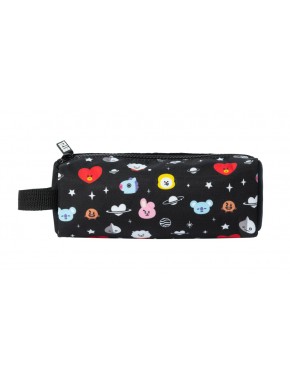 Estojo retangular preto com personagens BT21