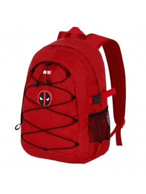 Mochila vermelha Marvel Deadpool com logo e cordões