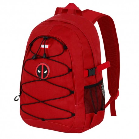 Mochila vermelha Marvel Deadpool com logo e cordões