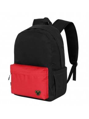 Mochila preta Disney Mickey Mouse com bolso vermelho