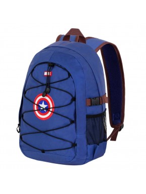 Mochila azul Capitán América Marvel con logotipo y cuerdas