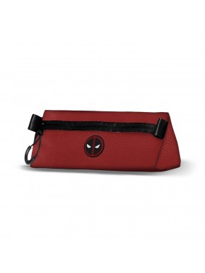 Estojo triangular vermelho Deadpool com fechamento de zíper