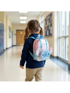 Mochila Infantil Stitch Azul y Rosa 100% PU
