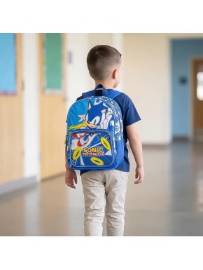 Mochila Infantil Sonic, 90% Poliéster, Azul