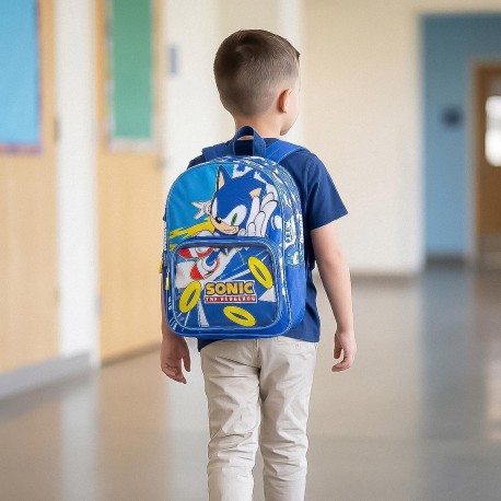 Mochila Infantil Sonic, 90% Poliéster, Azul
