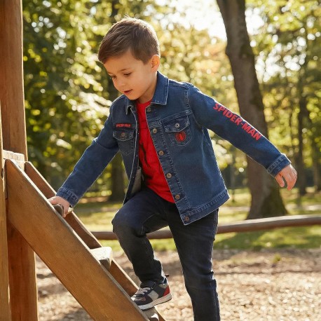 Chaqueta Denim Infantil Spiderman de Algodón