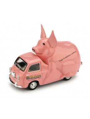 Miniatura rosa Fiat 600D Multipla Sagip Mangimi 1960