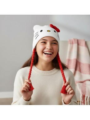 Gorro Peruano Hello Kitty 100% Acrílico Blanco