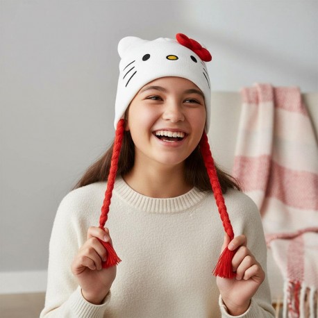 Gorro Peruano Hello Kitty 100% Acrílico Blanco