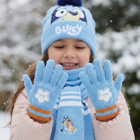 Conjunto de 3 Piezas Bluey - Bufanda, Gorro y Guantes 100% Acrílico