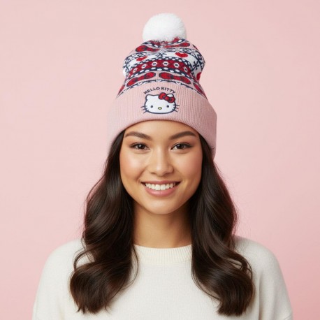 Gorro de Punto Navideño Hello Kitty Multicolor 100% Acrílico