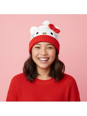 Gorro de Punto Navidad Hello Kitty Blanco 100% Acrílico