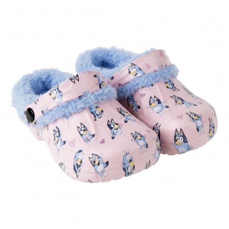 Pantufas Bluey clog com forro de lã azul
