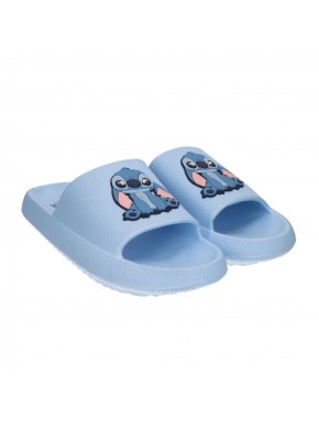 Chinelos slide de EVA azuis com design de Stitch