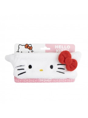 Bandeau de maquillage Hello Kitty rose avec nœud rouge