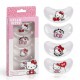 Máscaras de gel Hello Kitty para cuidado de ojos, fondo rosa.