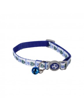 Coleira azul Real Madrid 100% poliéster para gato