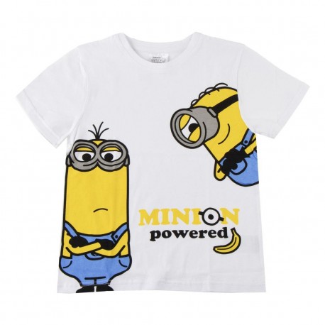 Camiseta branca curta Minions para crianças