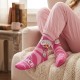 Meias Disney Alice com design rosa do Gato de Cheshire