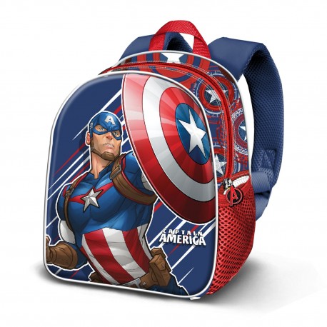 Sac à dos bleu 3D Captain America pour la maternelle