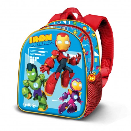Mochila azul 3D do Homem de Ferro para pré-escolar