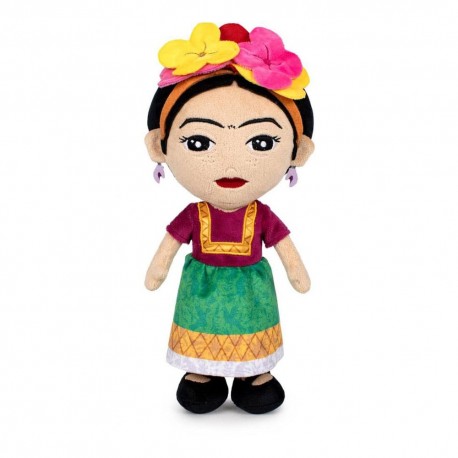 Pelúcia Frida Kahlo de 32 cm com flores e vestido tradicional
