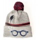 Bonnet gris Harry Potter avec lunettes et éclair