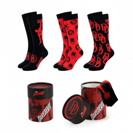 Pack de meias Daredevil, design vermelho e preto