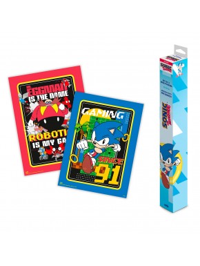 Conjunto de 2 mini pôsteres do Sonic, design de jogos